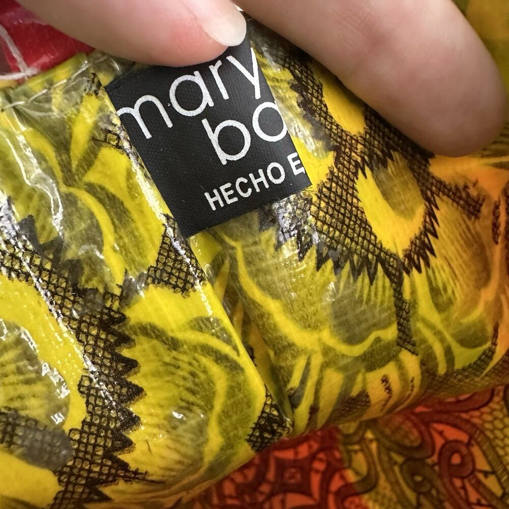 Vintage Y2k Fruit Print Shoulder Bag Purse Coated Canvas Mexico Shopping Retro - Picture 5 of 6